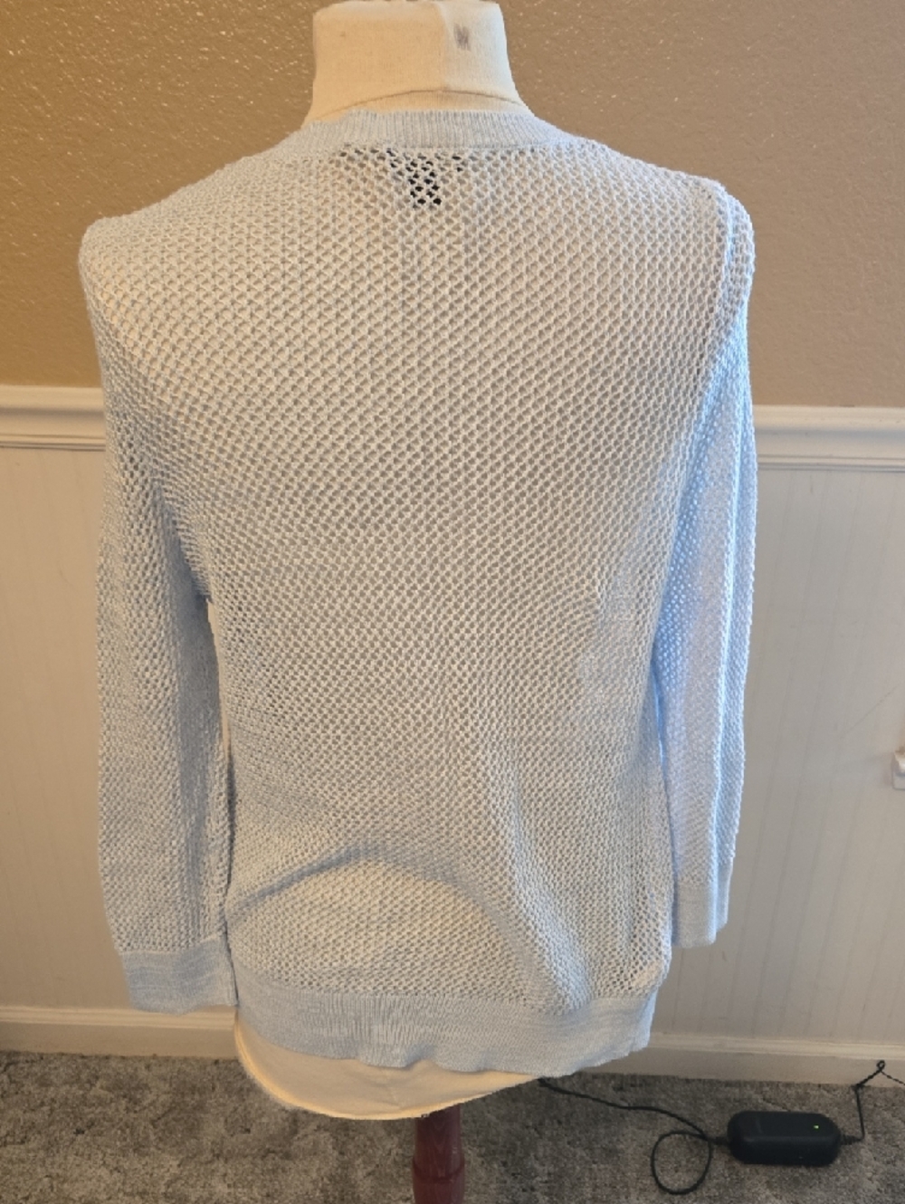 Ann Taylor Factory Light Blue Open-Knit Cardigan - Picture 2 of 5